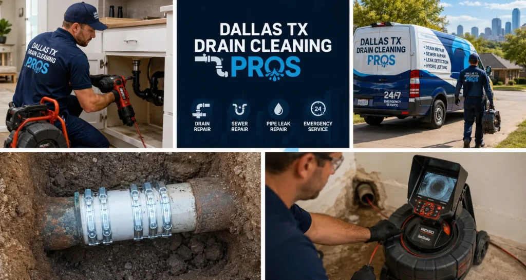 Technician repairing a damaged underground drain pipe in Dallas, TX